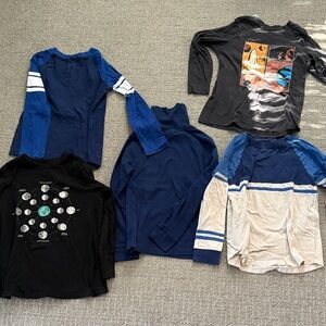 Hanna Andersson boys size 10 (5 shirts) Blue and Black Long Sleeve Tees